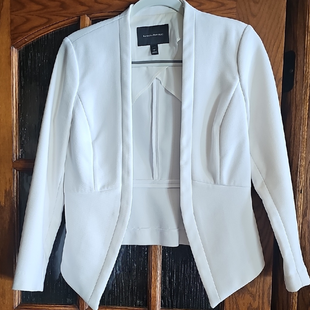 Banana Republic White Women's Open-Front Blazer Jacket